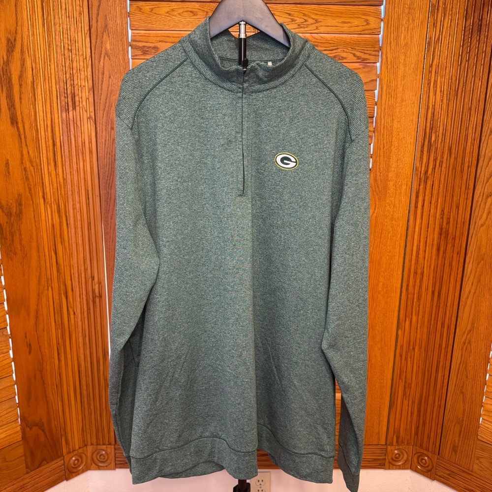 Cutter & Buck Green Bay Packers Quarter Zip Pullover Green Mens XLT CB DryTec